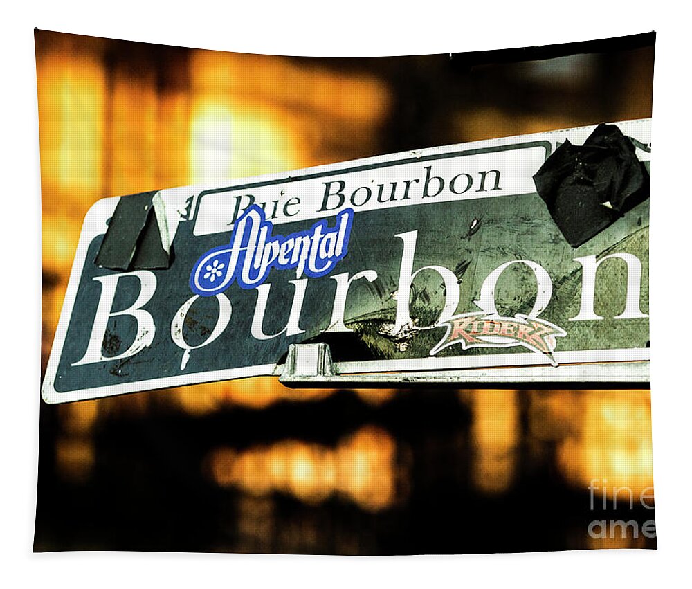 Photo Tapestry featuring the photograph Stickers of Bourbon St by Jason Hughes