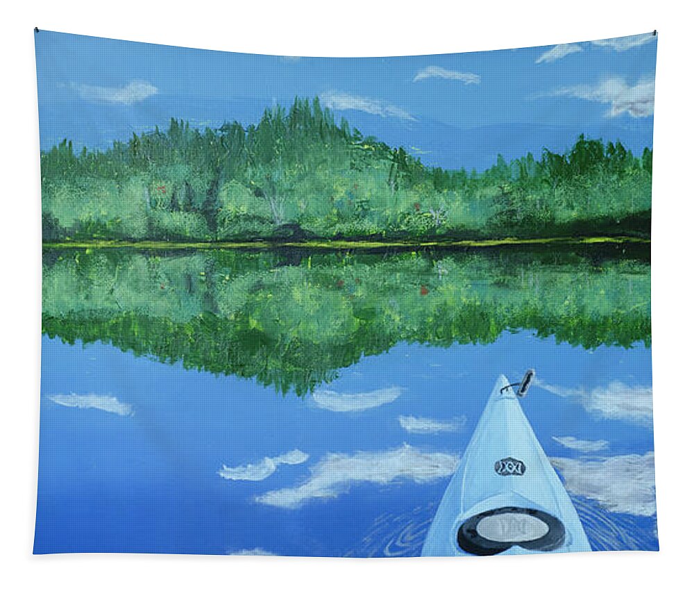 Kayak Tapestry featuring the painting Still Reflective by Laurel Best