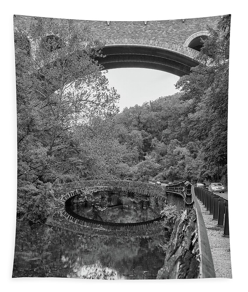 Arch Tapestry featuring the photograph Stone bridges at Wissahickon Creek, by Louis Dallara