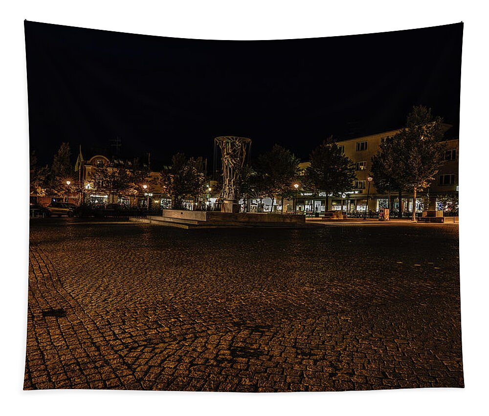 Stora Torget Tapestry featuring the photograph stora torget Enkoeping #i0 by Leif Sohlman
