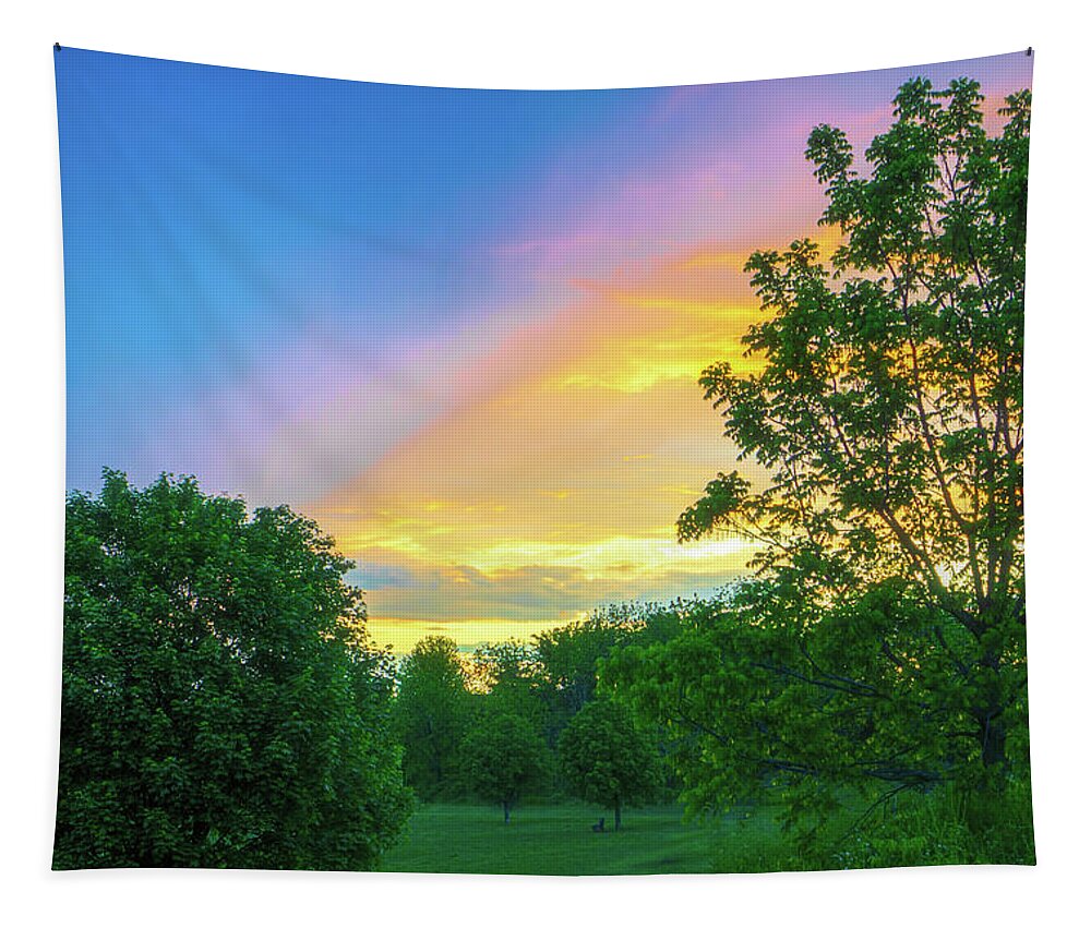 Sunset Tapestry featuring the photograph Storm Meets Sunset Beautiful Light by Jason Fink