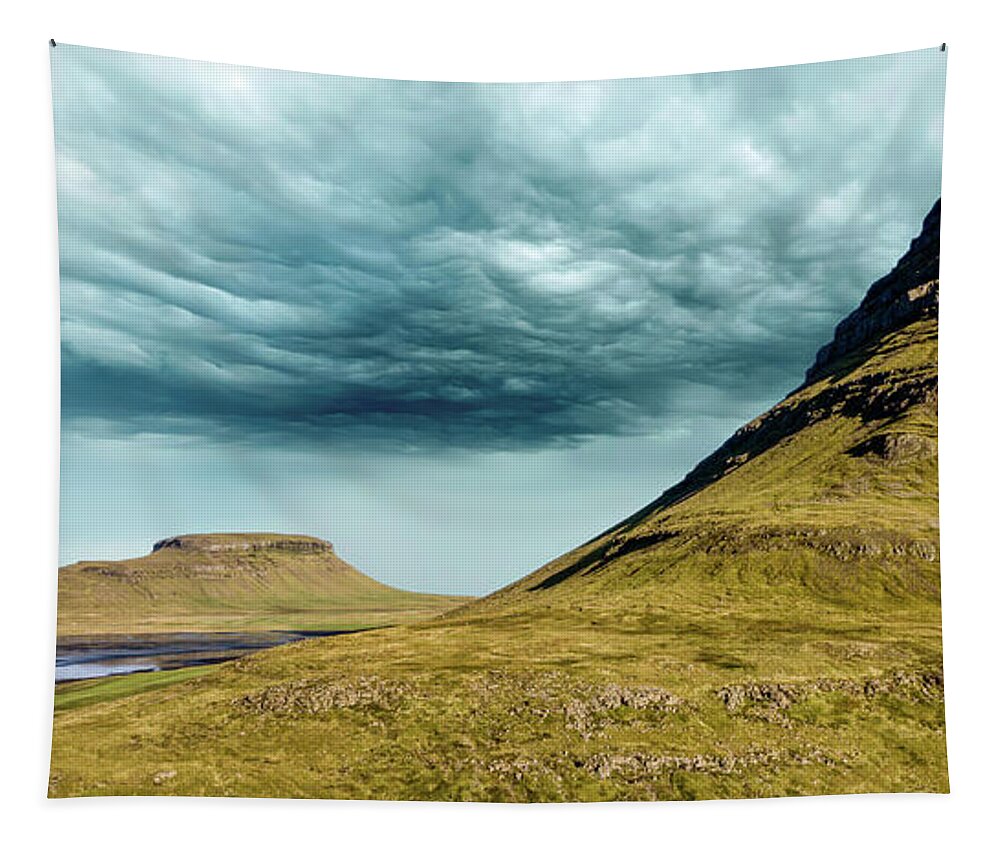 Iceland Tapestry featuring the photograph Stormy Church Mountain by David Letts