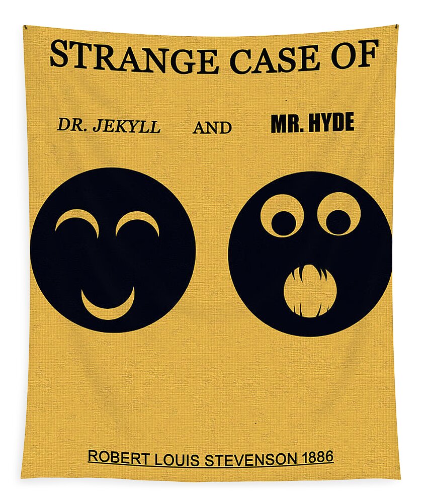 Strange Case Of Dr. Jekyll And Mr. Hyde Tapestry featuring the digital art Strange case of Dr. Jekyll and Mr. Hyde minimalism book cover art by David Lee Thompson