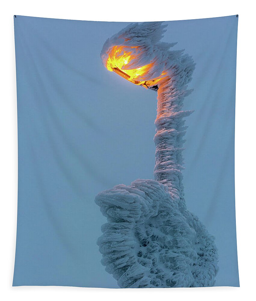 Outdoors Tapestry featuring the photograph streetlight on the Brocken, Harz by Andreas Levi