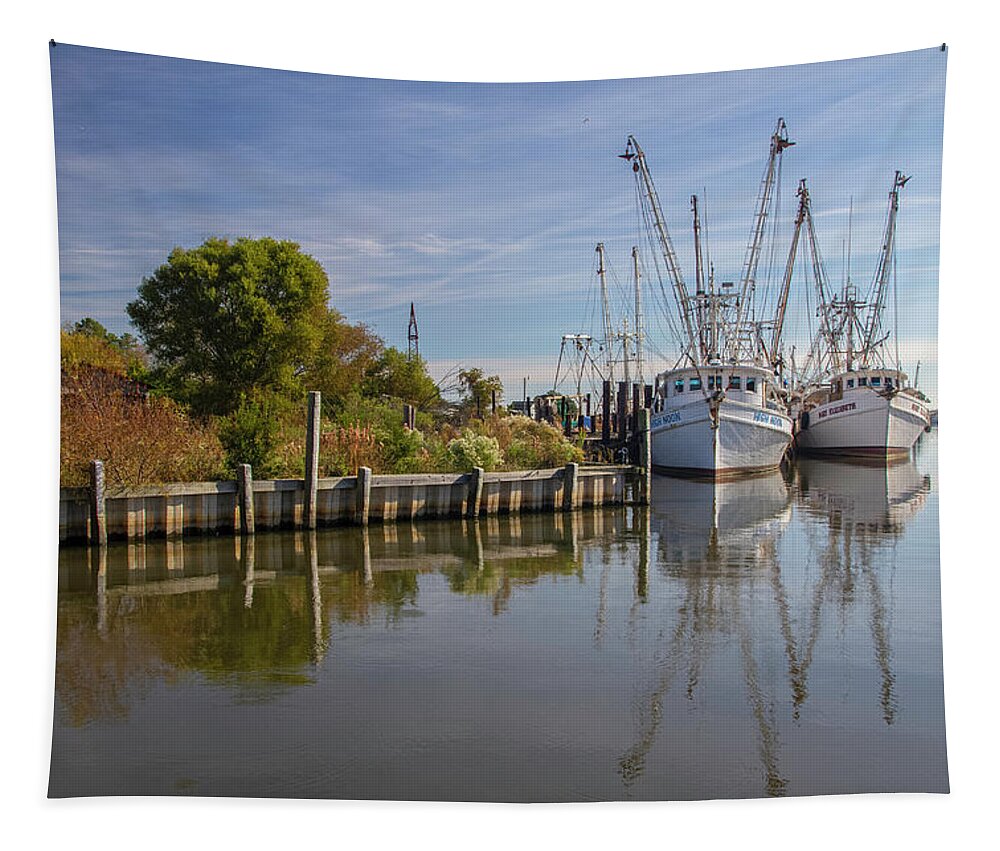 Shrimp Boats Tapestry featuring the photograph Stumpy Point 2010-10 01 by Jim Dollar