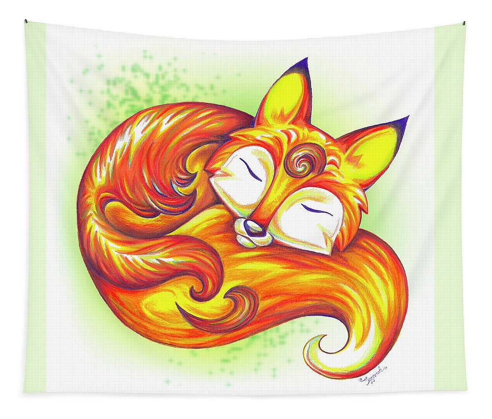 Fox Tapestry featuring the drawing Stylized Fox II by Sipporah Art and Illustration