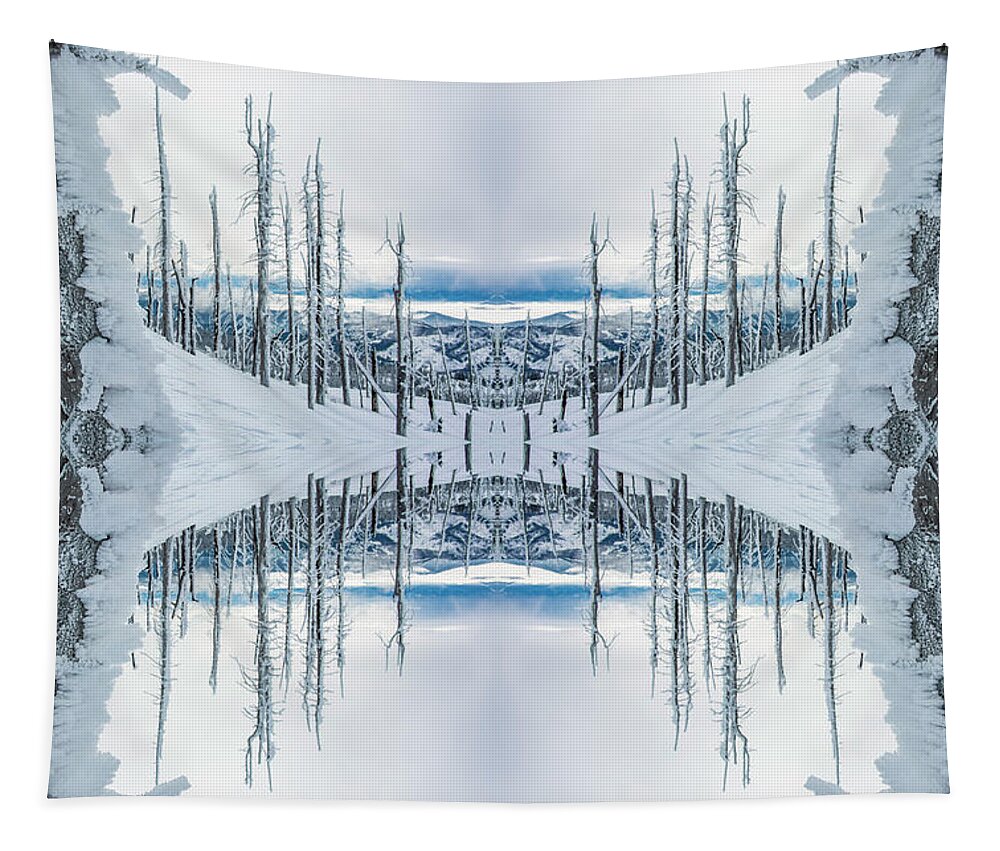 Forest Tapestry featuring the digital art Sugarloaf Peak Reflection by Pelo Blanco Photo