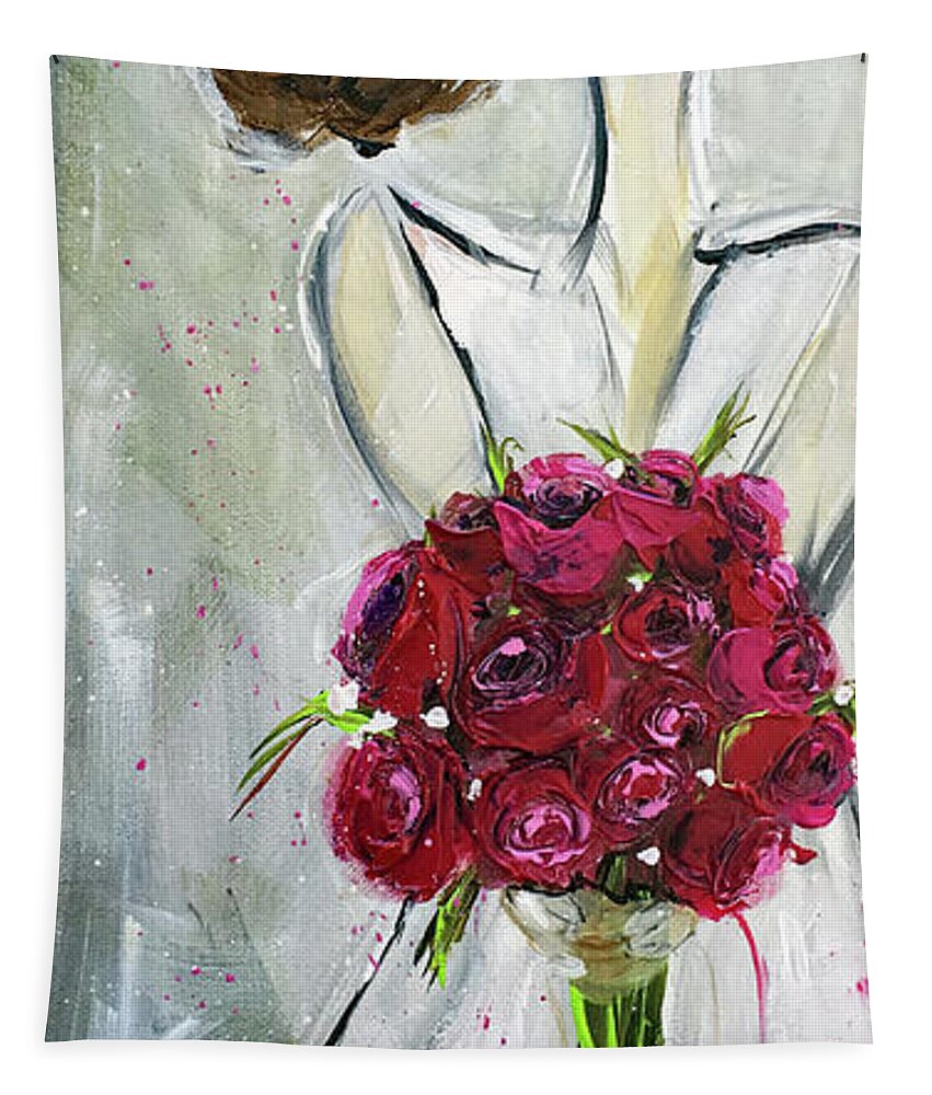 Bride Tapestry featuring the painting Blushing Bride by Roxy Rich