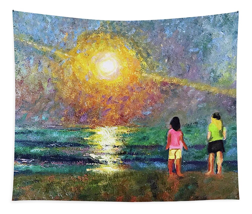 Beach Tapestry featuring the painting Summer Nights by Josef Kelly