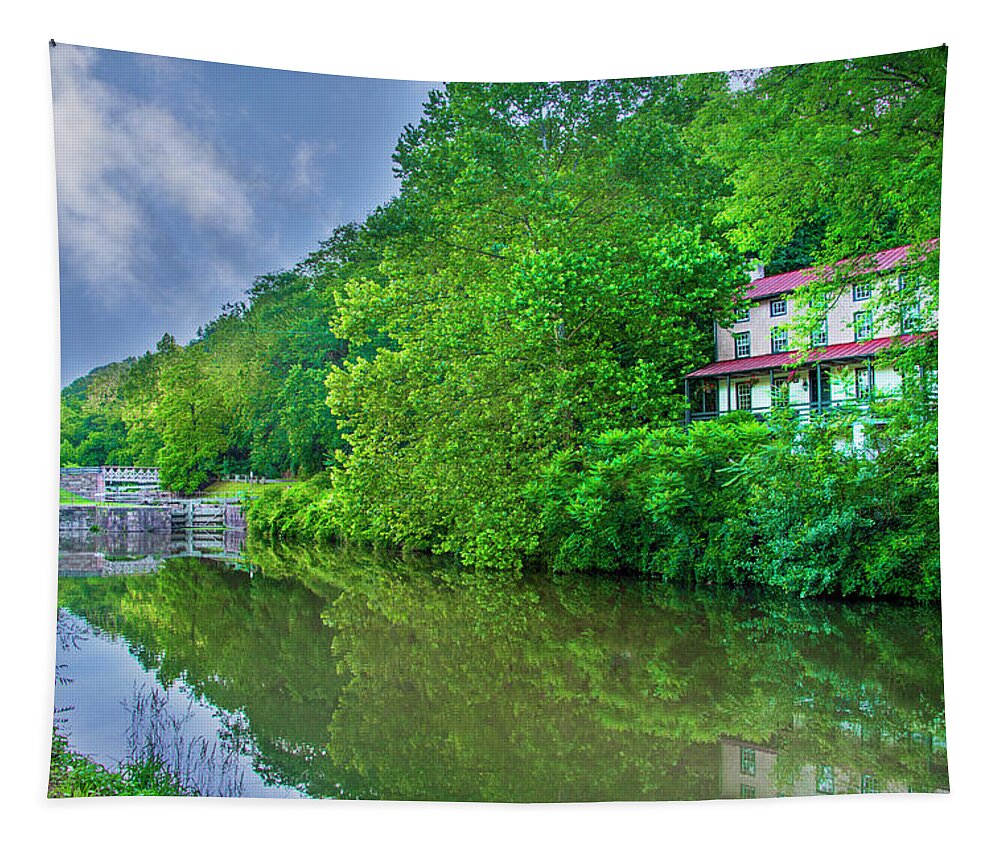 Summer Tapestry featuring the photograph Summer - The Schuylkill Canal - Mont Clare by Bill Cannon