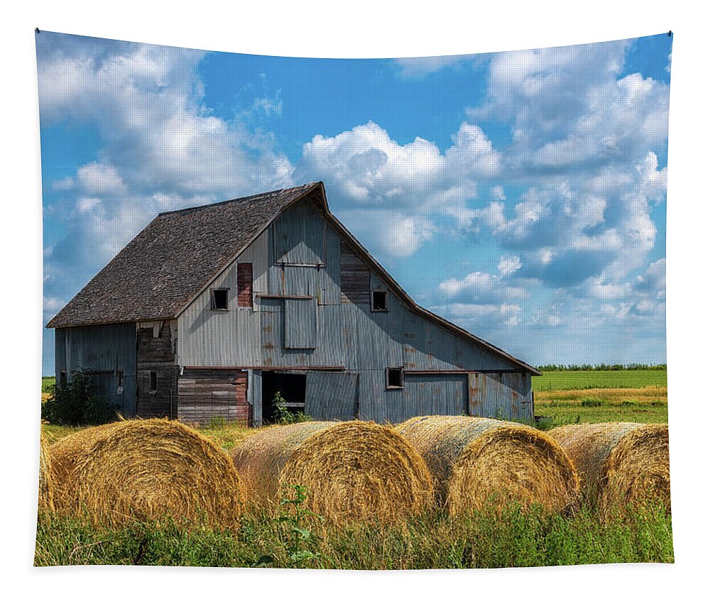 Hay Bales Tapestry featuring the photograph Summertime in Kansas by Darren White