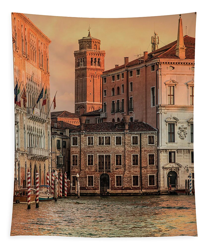 Venice Tapestry featuring the photograph Summy morning in Venice by Jaroslaw Blaminsky
