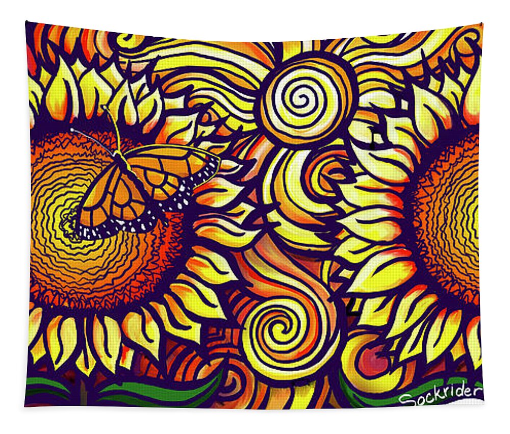 Sunflower Tapestry featuring the digital art Sunflower Mug by David Sockrider