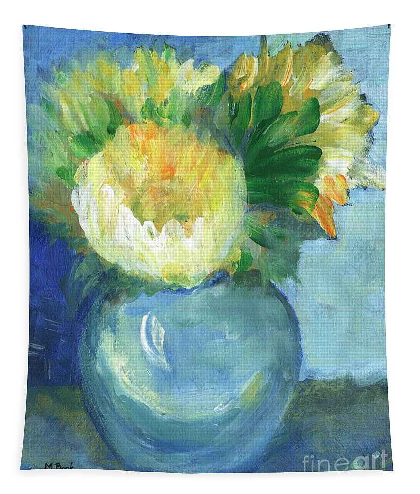 Still Life Tapestry featuring the painting Sunflowers by Marlene Book