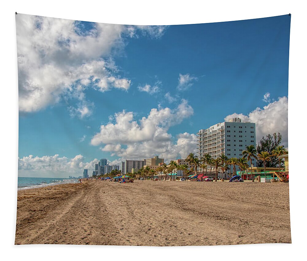 Fort Lauderdale Tapestry featuring the photograph Sunny Day at Hollywood Beach by Kristia Adams