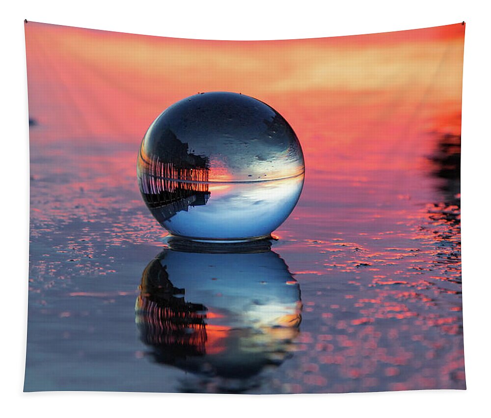 Crystal Globe Tapestry featuring the photograph Sunrise at the beach by Darryl Hendricks