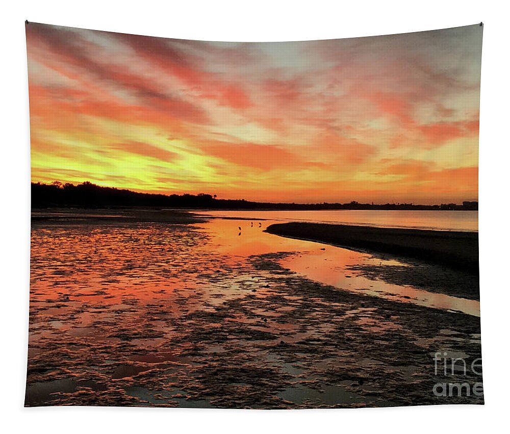 Sunset Tapestry featuring the photograph Sunrise at the Beach by Meg Rousher