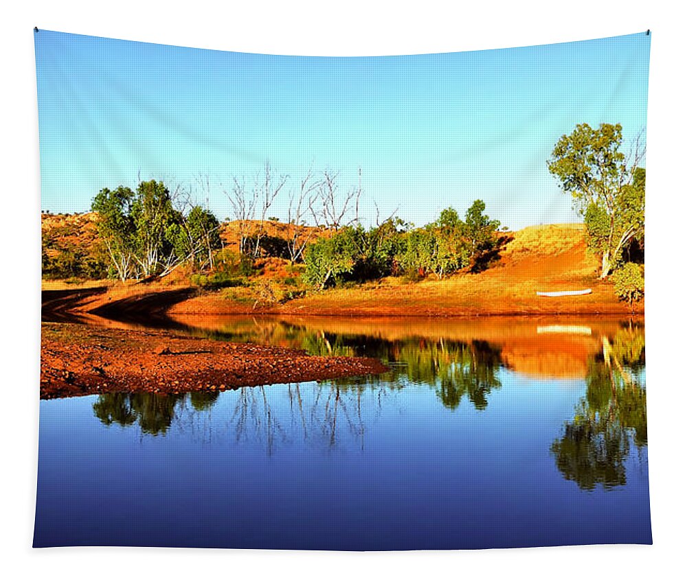Outback Australia Tapestry featuring the photograph Sunrise by the Dam by Lexa Harpell