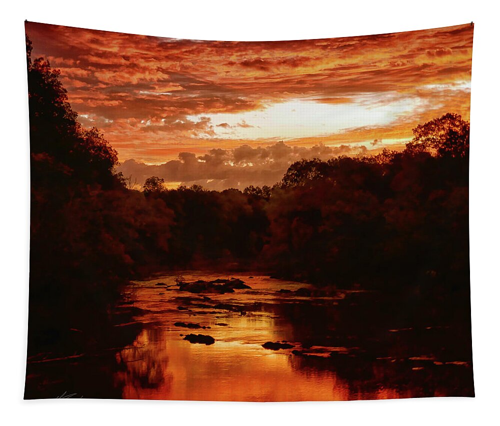 Sunrise Tapestry featuring the photograph Sunrise on the Haw River by Michael Frank