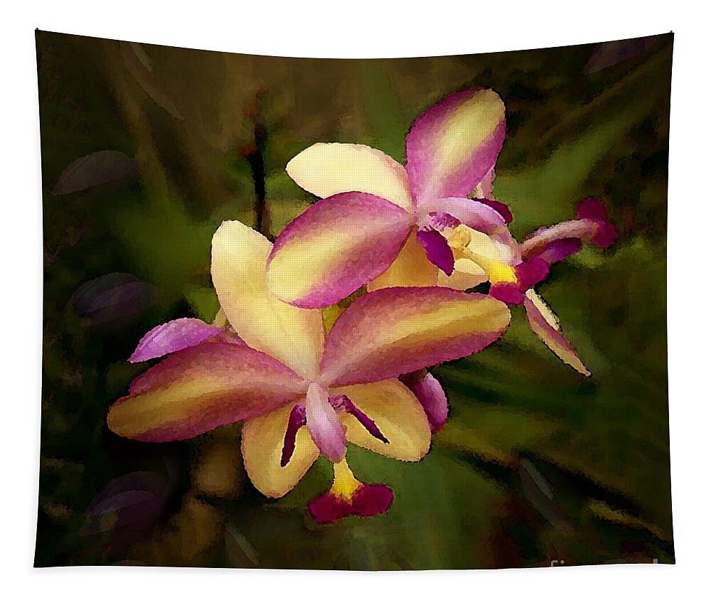 Orchids Tapestry featuring the digital art Sunrise Orchids by J Marielle