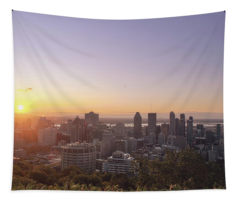 Montreal Tapestry featuring the photograph Sunrise over Montreal by Nicole Lloyd