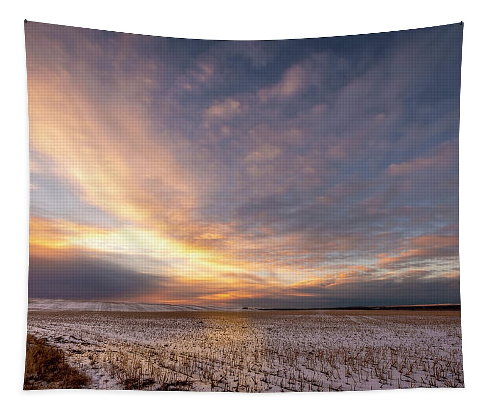 2018-11-04 Tapestry featuring the photograph Sunrise Over the Stubble by Phil And Karen Rispin
