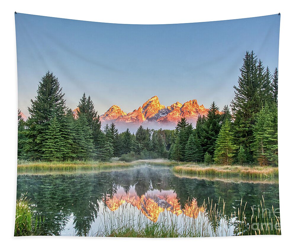 Grand Teton Tapestry featuring the photograph Sunrise Tetons by Paul Quinn