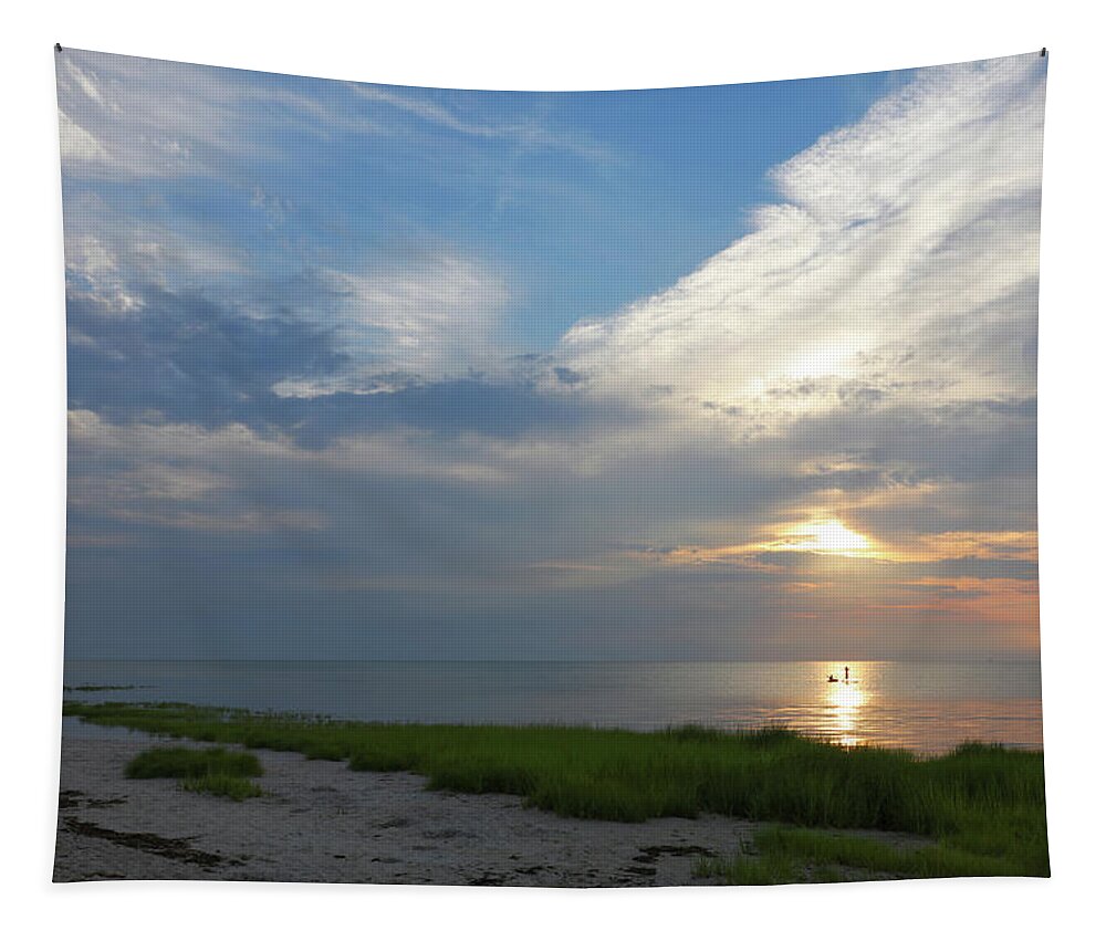 Sunset Tapestry featuring the photograph Sunset at Rock Harbor Beach by Doolittle Photography and Art