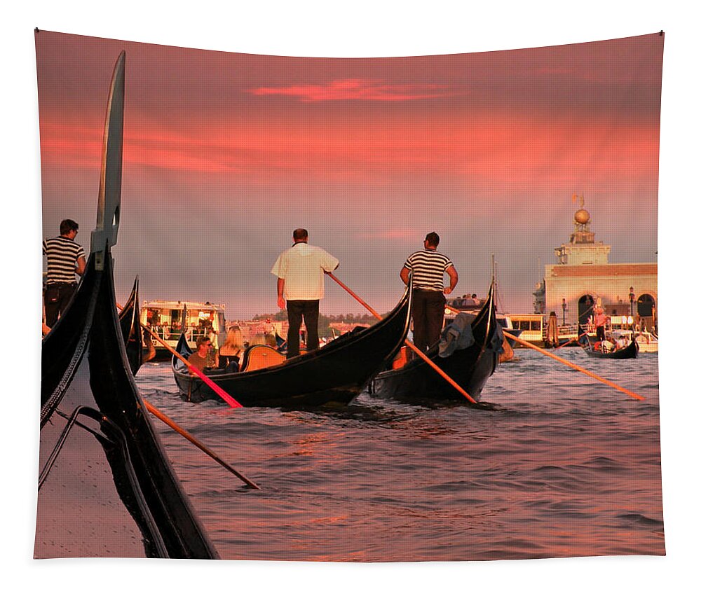 Gondola Tapestry featuring the photograph Sunset Gondolas by Micki Findlay