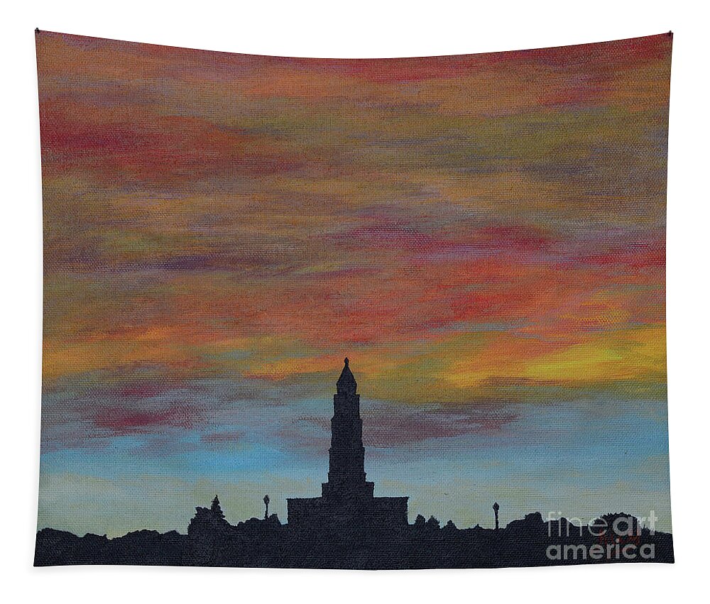 Silhouette Tapestry featuring the painting Sunset Over Alexandria by Aicy Karbstein