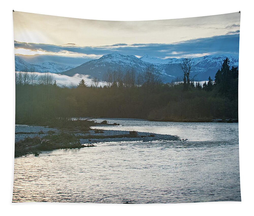 Kitimat Tapestry featuring the photograph Sunset over the Kitimat River by Mark Duehmig