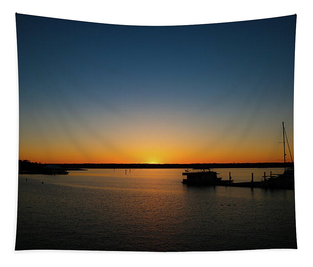 Sunset Tapestry featuring the photograph Sunset over the Potomac by Lora J Wilson