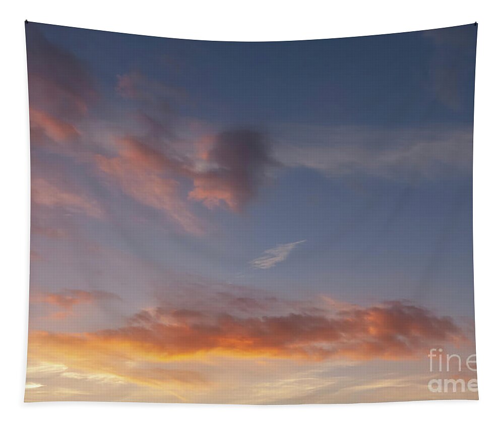 Clouds Tapestry featuring the photograph Sunset sky and pink clouds 428 by Simon Bratt