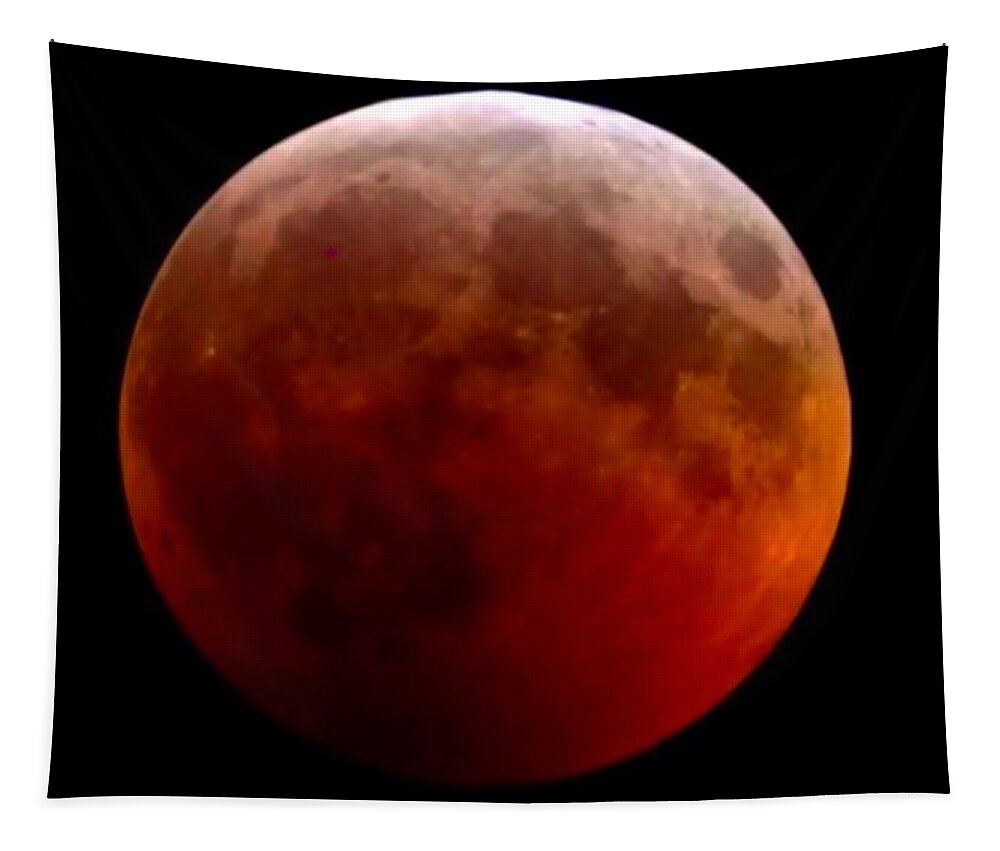 Lunar Eclipse Tapestry featuring the photograph Super Blood Wolf Moon by Chris Montcalmo