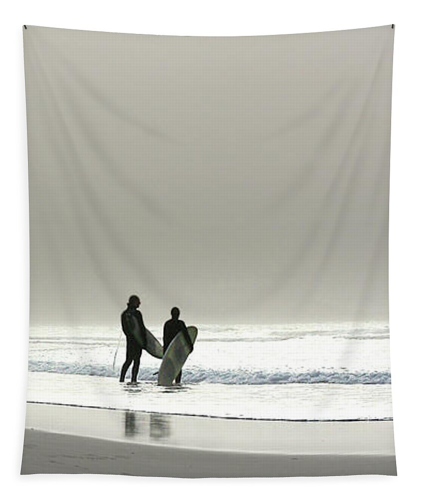 Cornish Tapestry featuring the photograph Surfers in the Mist by Terri Waters