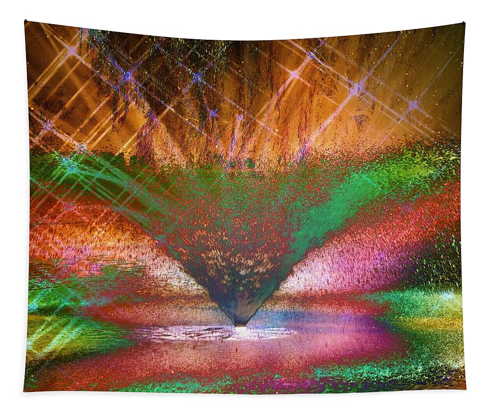 Surreal Water Fountain Tapestry featuring the photograph Surreal Fountain Spray by Mike McBrayer