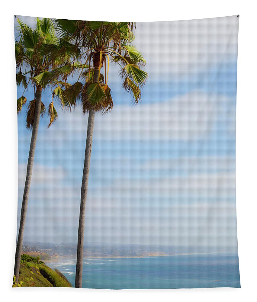 Surfer Art Tapestry featuring the photograph Twin Palms over Pacific by Catherine Walters