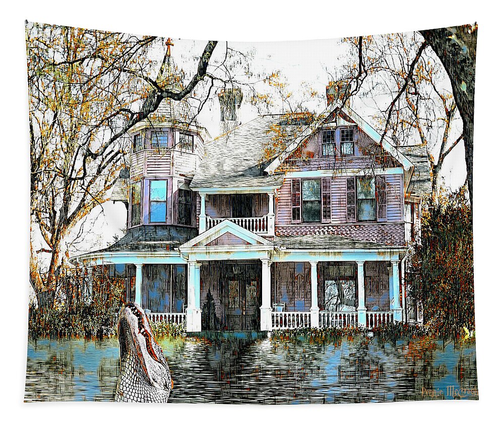 House On The Water Tapestry featuring the digital art Swamp House by Pennie McCracken