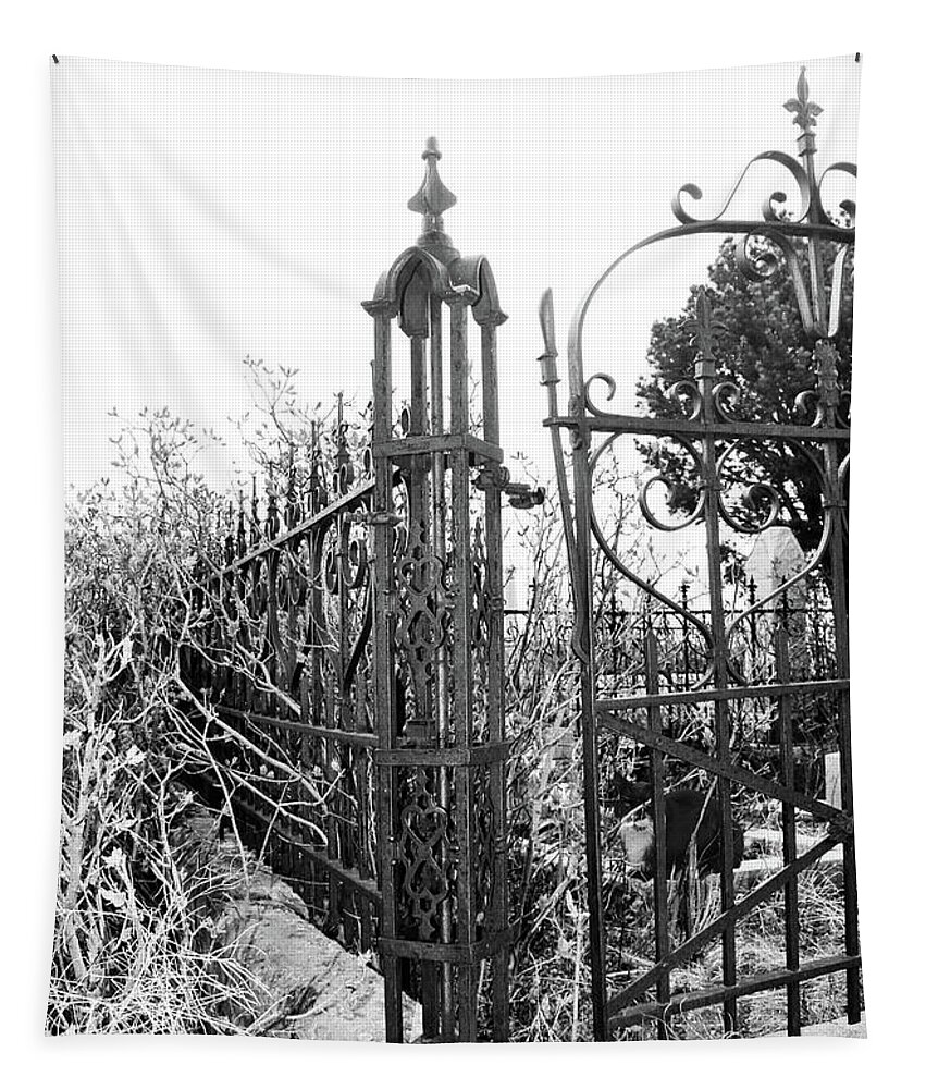 Black & White Photo Tapestry featuring the photograph Sylvester in Cemetery by Sandra Dalton