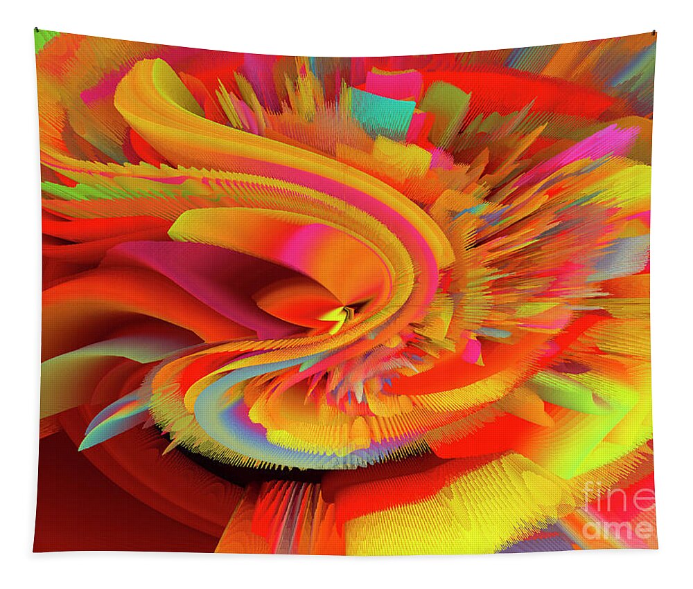 Aurora Borealis Tapestry featuring the mixed media A Flower In Rainbow Colors Or A Rainbow In The Shape Of A Flower 15 by Elena Gantchikova