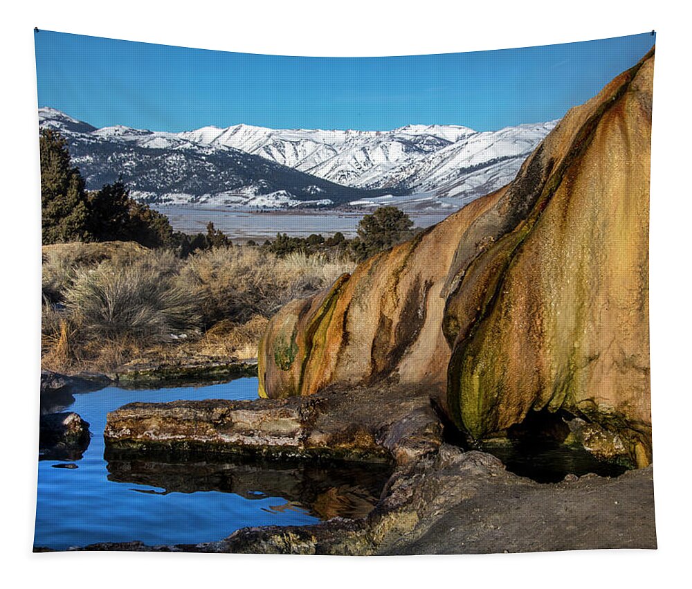  Tapestry featuring the photograph Travertine hot spring by John T Humphrey
