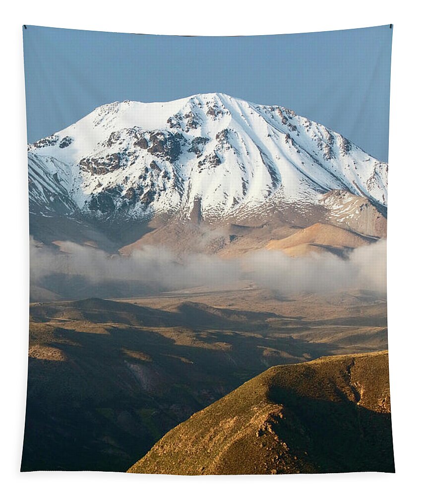 Chile Tapestry featuring the photograph Taapaca Volcano Putre Chile by James Brunker