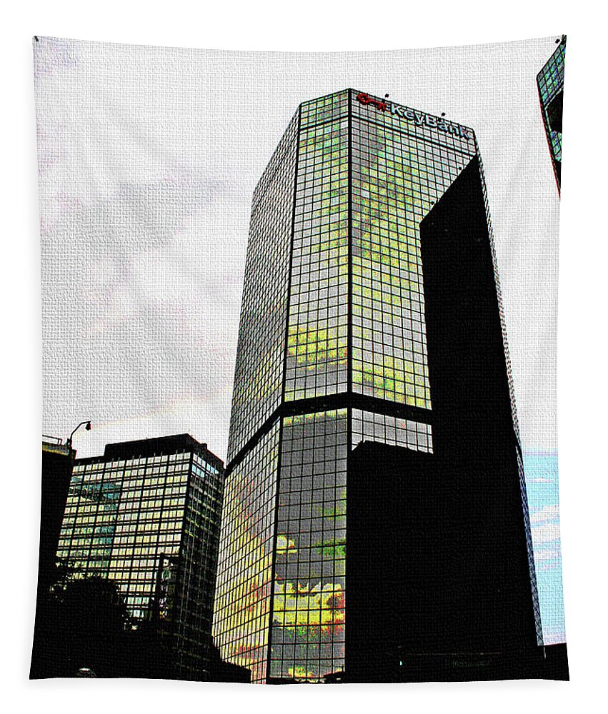Tall Building Lots Of Windows Tapestry featuring the digital art Tall Building Lots Of Windows by Tom Janca