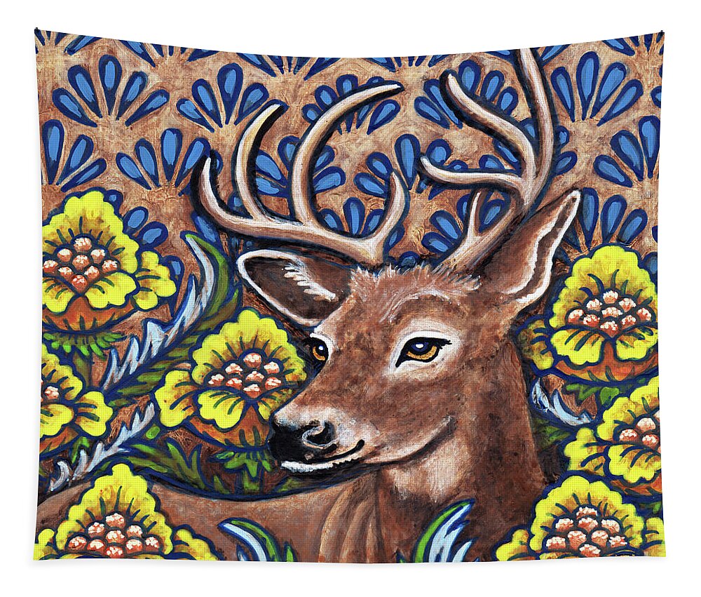 Animal Portrait Tapestry featuring the painting Tapestry Stag by Amy E Fraser