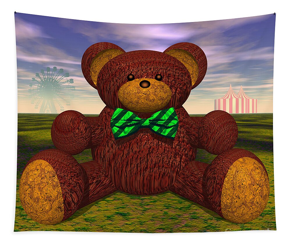 Toys Tapestry featuring the digital art Teddy At The Circus by Walter Neal