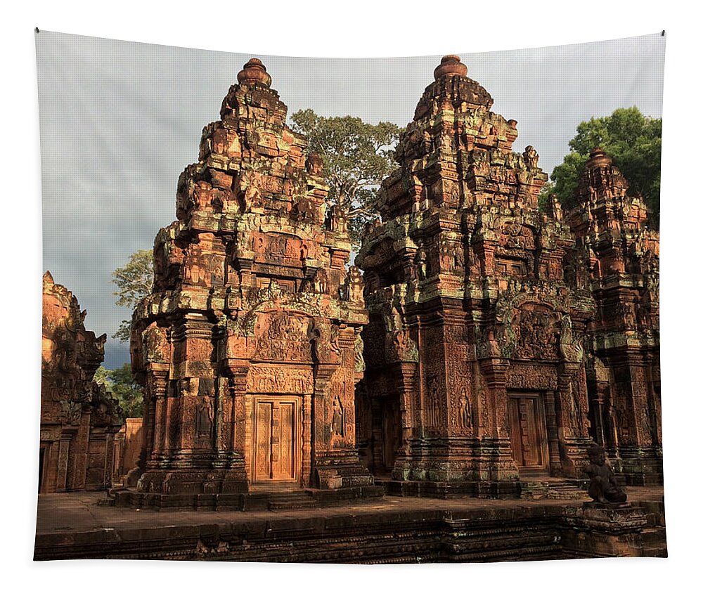 Preah Ko Tapestry featuring the photograph Temple Dusk by David Bader
