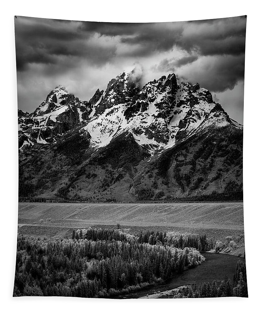 Tetons Tapestry featuring the photograph Tetons over the Snake River II by Jon Glaser