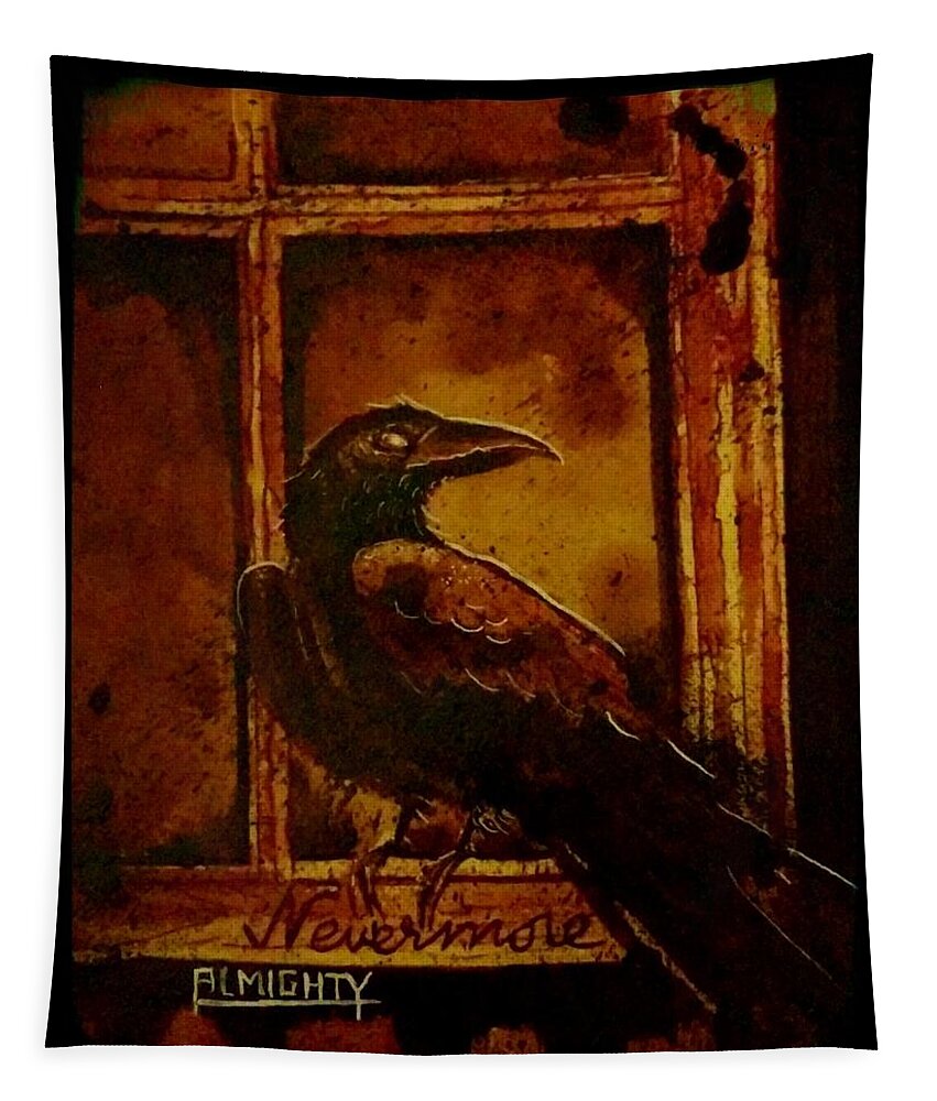 Ryanalmighty Tapestry featuring the painting Th Raven - Nevermore by Ryan Almighty