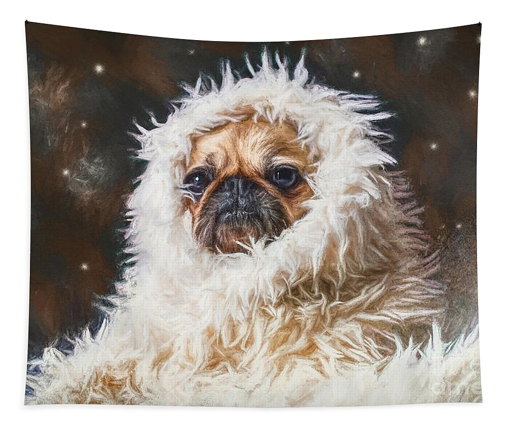 Pug Tapestry featuring the painting The Abominable Pug by Tina LeCour