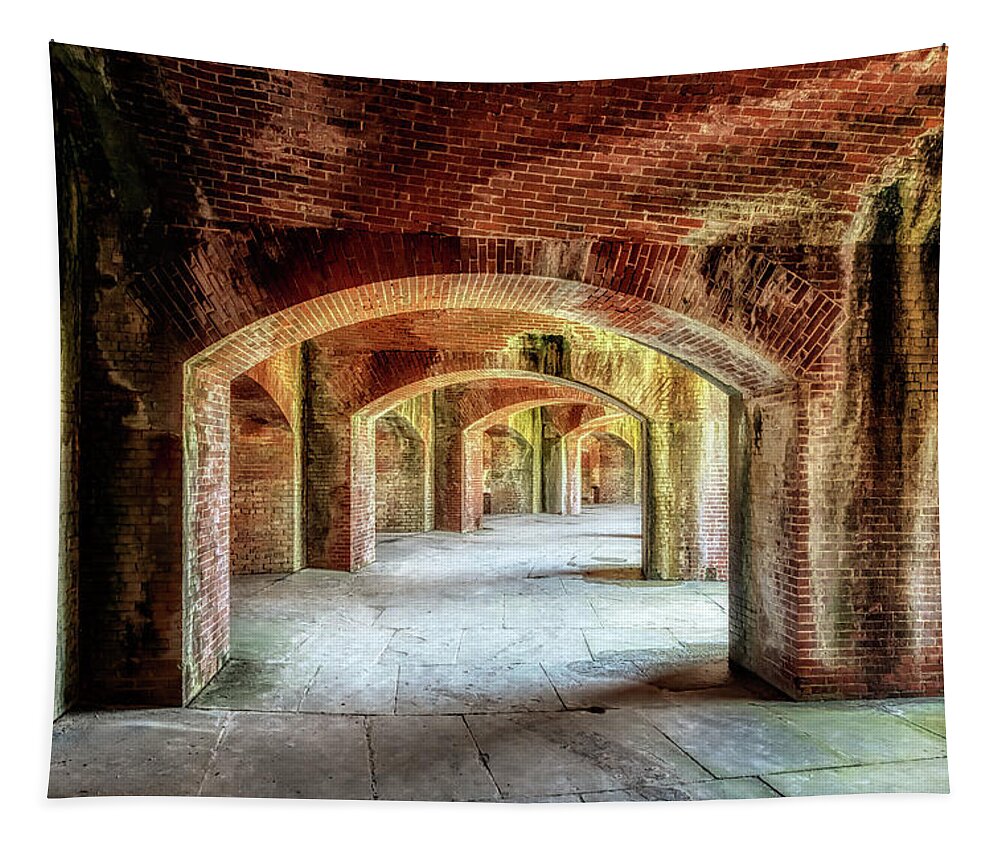 Fort Massachusetts Mississippi Tapestry featuring the photograph The Arches of Fort Massachusetts by Susan Rissi Tregoning